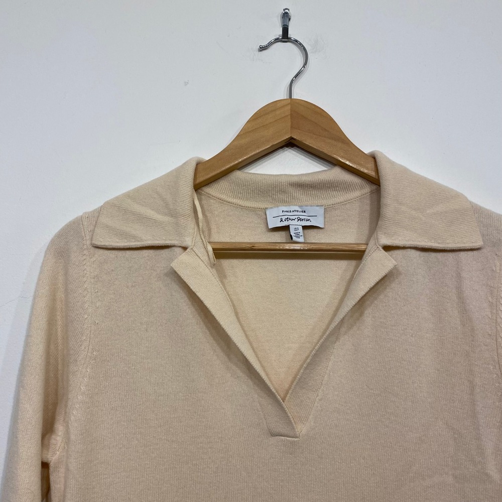 & Other Stories Wool Knit Polo Midi Dress Cream Beige Womens S - Picture 5 of 7